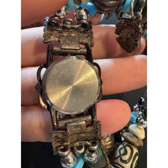 Vtg Southwest Watch Women 25mm Silver Tone Beaded Bracelet Band-Untested - Picture 8 of 9